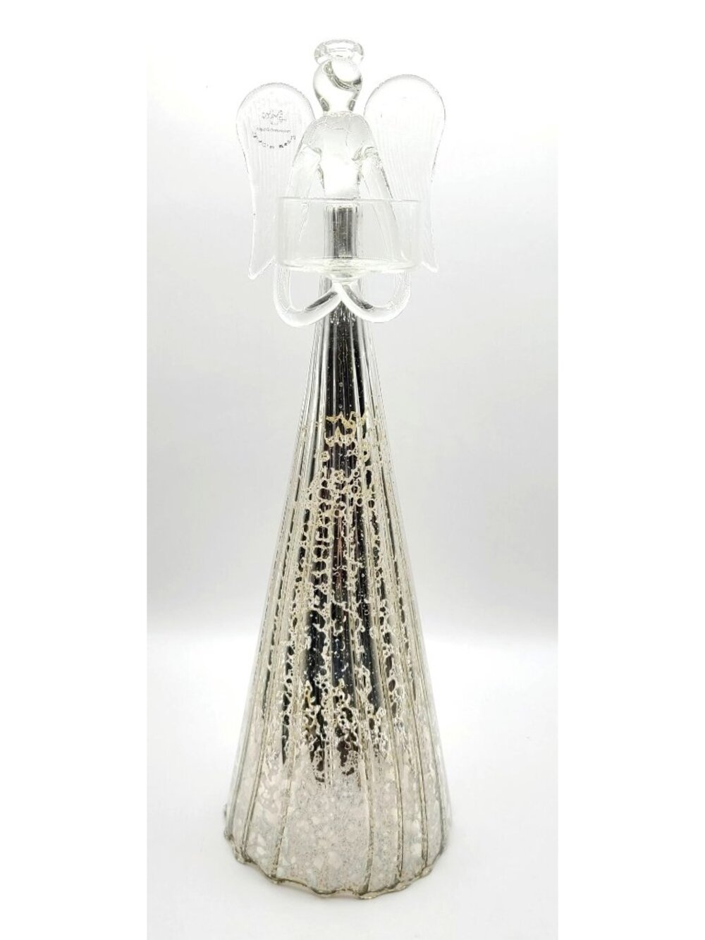 Lenox Mercury Glass Angel 11.5" Silver Votive Candle Holder New opened Box - Picture 1 of 12